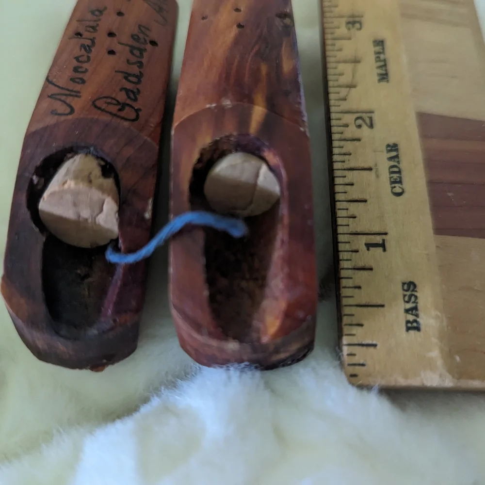 Vintage salt and pepper wooden shoes.